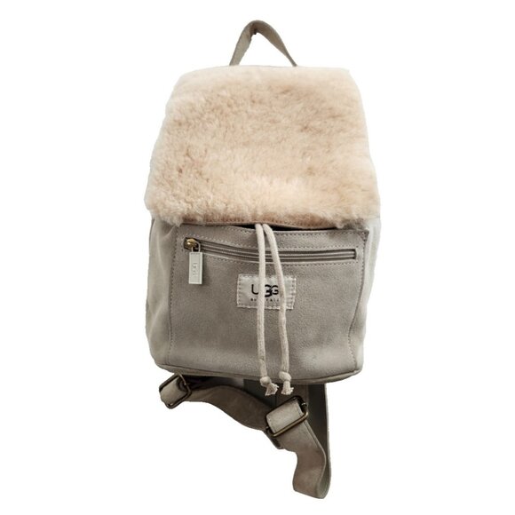 Women's UGG AUSTRALIA beige Suede Shearling Mini Backpack - Picture 2 of 14